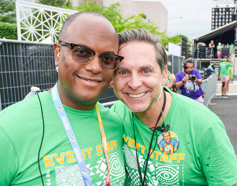 Capital Pride President Ashley Smith with Executive Director Ryan Bos at the World Pride Festival 2025 - Photo: Randy Shulman