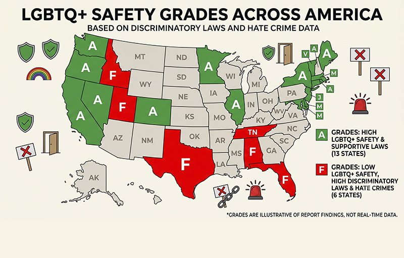Report Ranks Safest and Least Safe States for LGBTQ Residents