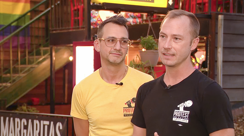 Protest Pizza owners Ricky Bennett and Randy Downs - Photo: FOX5 DC screenshot